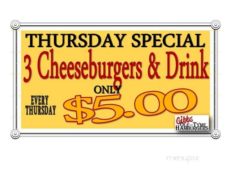 Gibbs Ole Tyme Hamburgers - West Carrollton, OH menu_pic