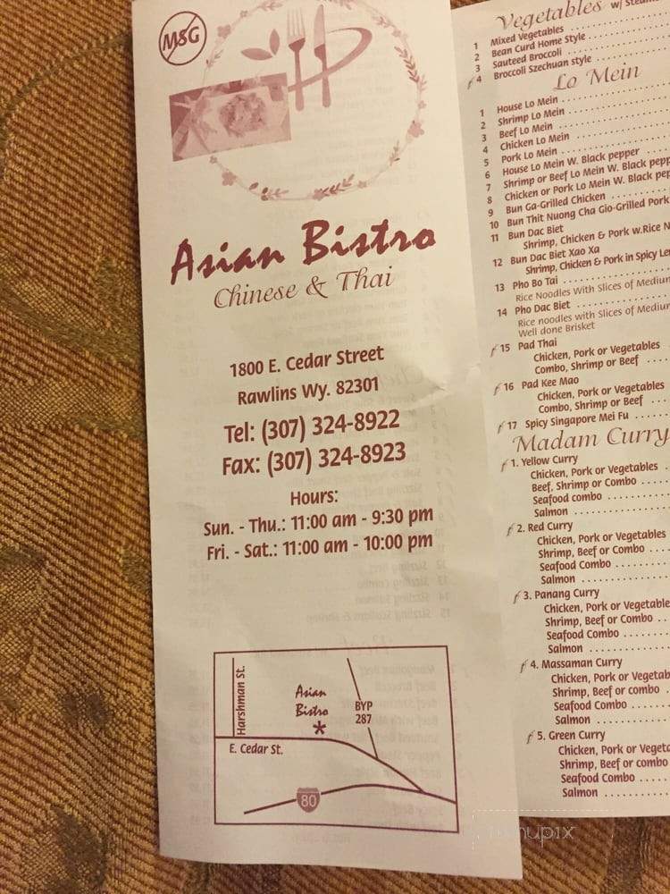 Asian Bistro - Rawlins, WY menu_pic