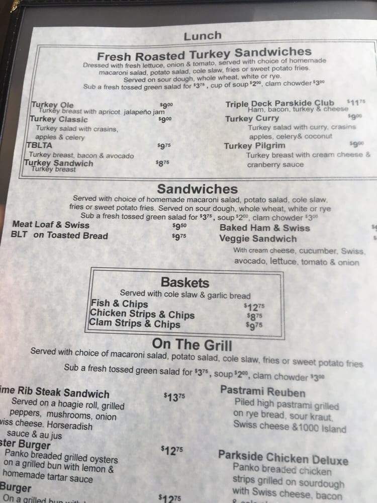Parkside Restaurant and Lounge - Garibaldi, OR menu_pic
