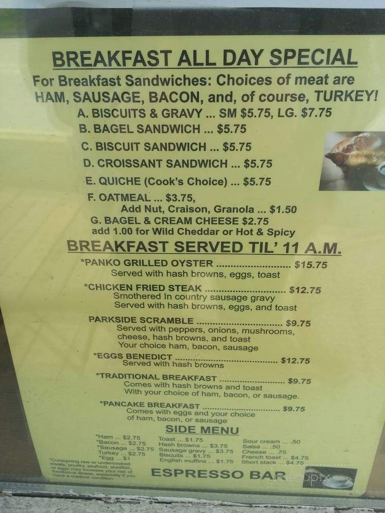 Parkside Restaurant and Lounge - Garibaldi, OR menu_pic