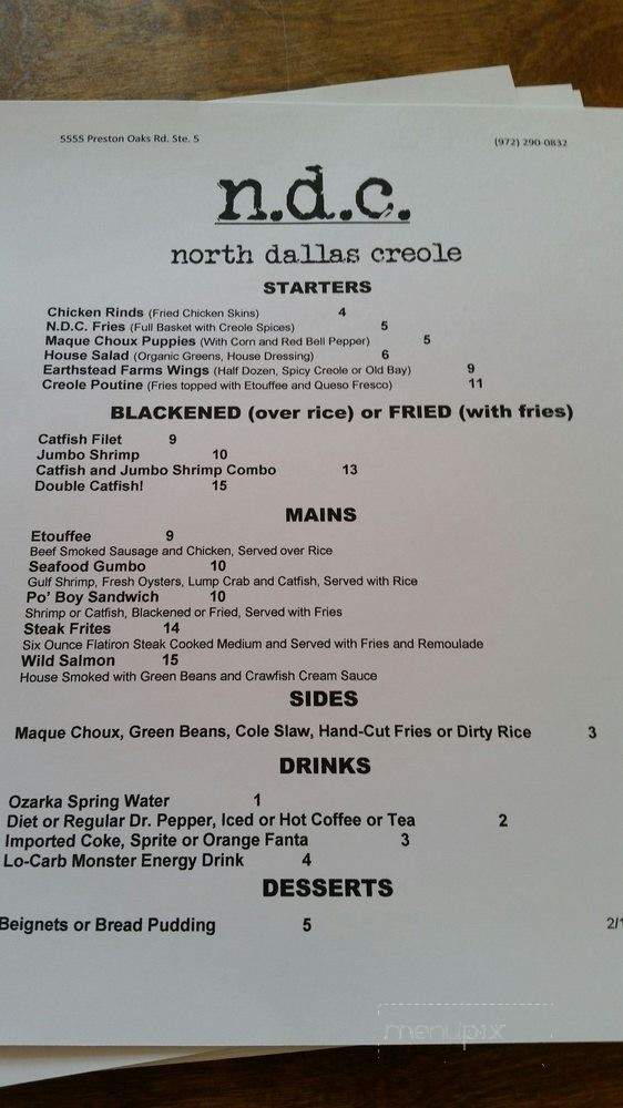 North Dallas Creole - Dallas, TX menu_pic