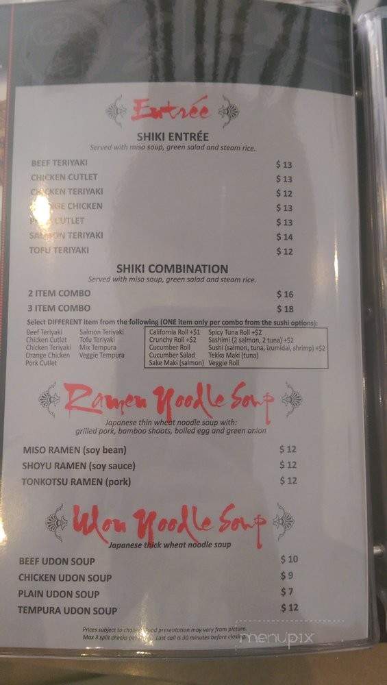 Shiki Sushi Redlands - Redlands, CA menu_pic