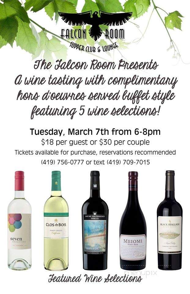 The Falcon Room Supper Club & Lounge - Mansfield, OH menu_pic