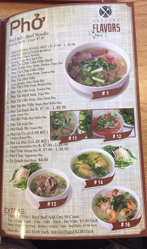 Pho Lovers - Westminster, CA menu_pic