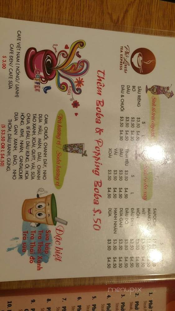 Pho Lovers - Westminster, CA menu_pic