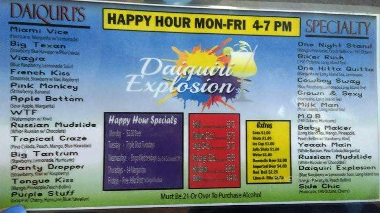 Daiquiri Explosion - Houston, TX menu_pic