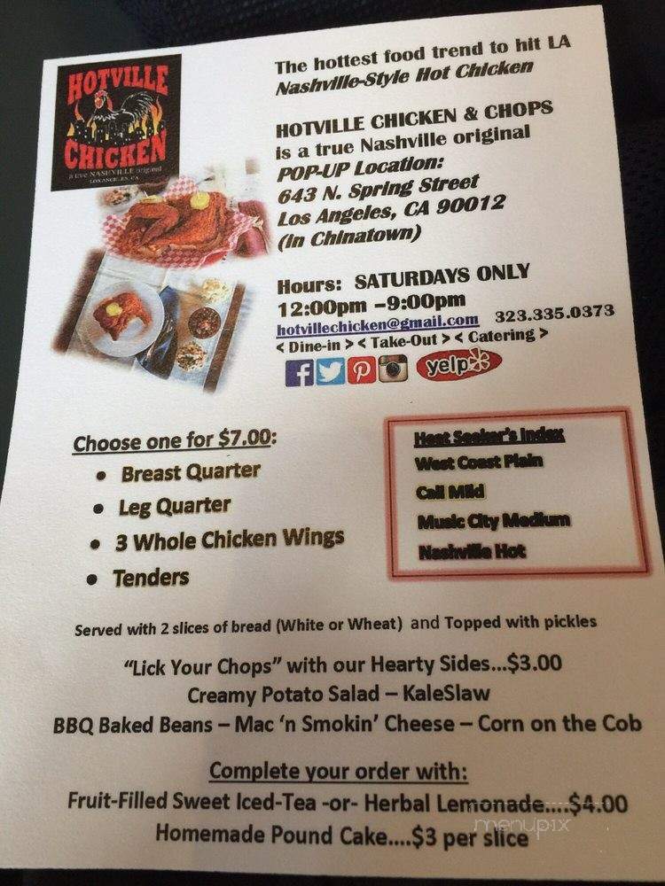 Hotville Chicken & Chops - Los Angeles, CA menu_pic