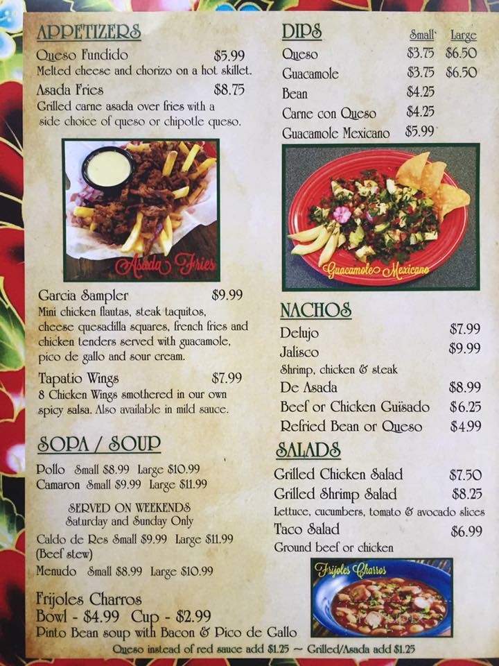 Garcia's Taqueria Grill - Gallatin, TN menu_pic