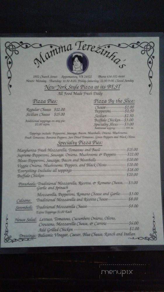 Mamma Terezinha's - Appomattox, VA menu_pic