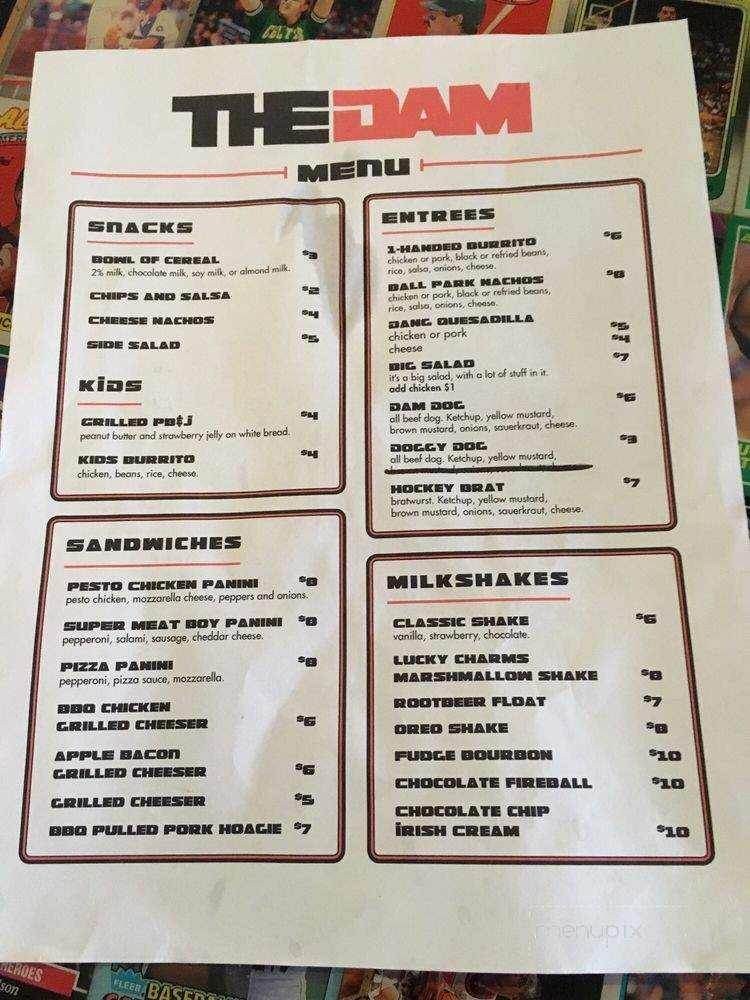 The Dam - Corvallis, OR menu_pic