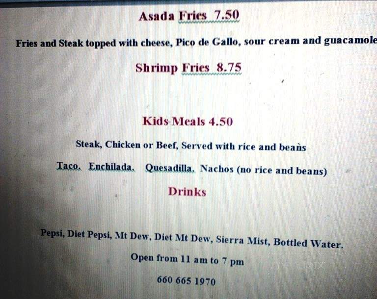Santana's Mexican Wagon - Kirksville, MO menu_pic