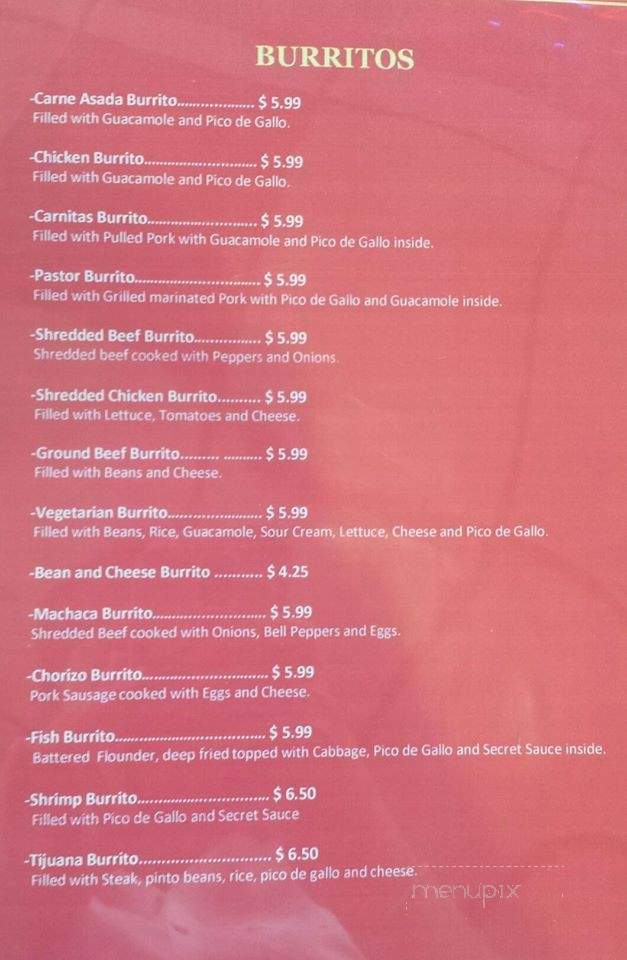 California Kitchen Mexican Grill - Columbia, TN menu_pic
