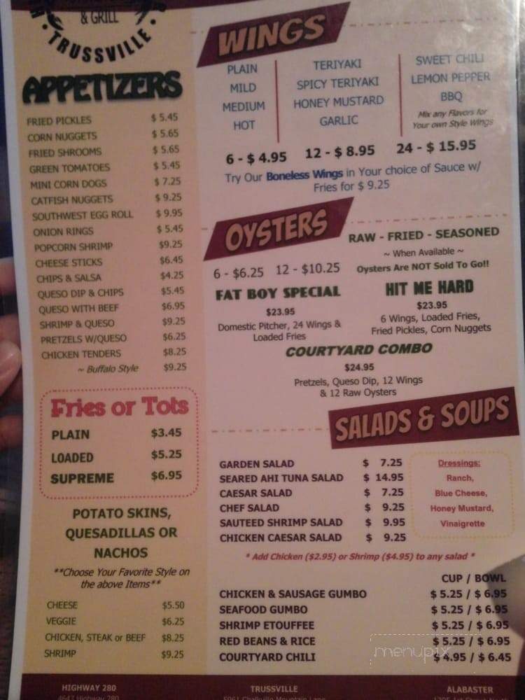 Courtyard Oyster Bar & Grill Trussville - Birmingham, AL menu_pic