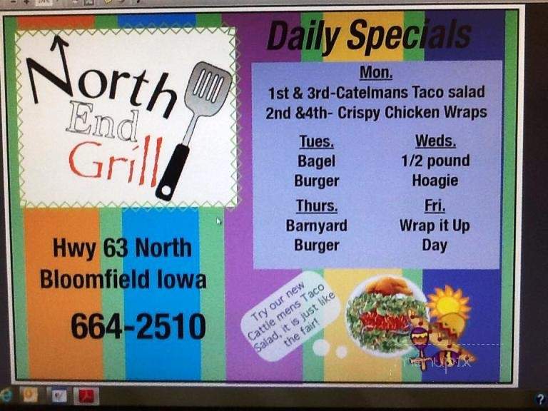 North End Grill - Bloomfield, IA menu_pic
