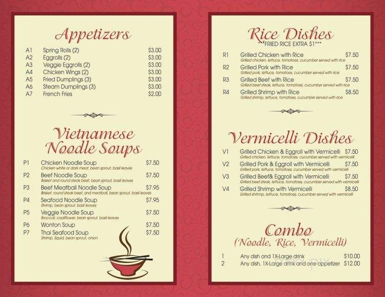Pho Hanabi - Dallas, TX menu_pic