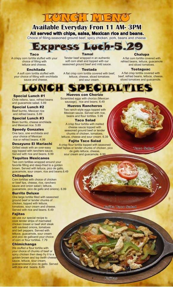 El Marichi Mexican Restaurant - Dickson, TN menu_pic
