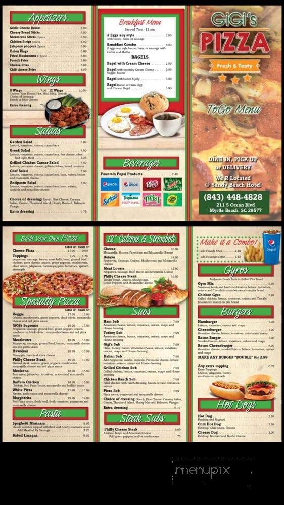 GiGi's PIZZA - Myrtle Beach, SC menu_pic