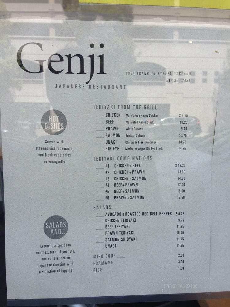 Genji Japanese Restaurant - Oakland, CA menu_pic