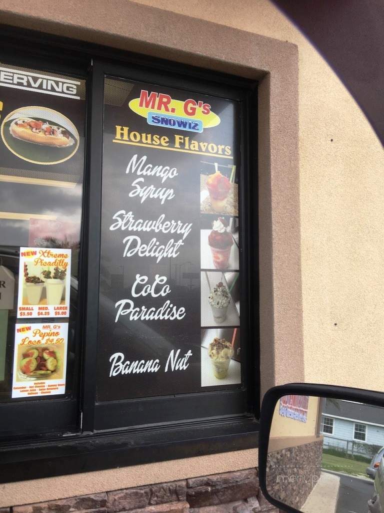 Mr. G's Snow Wiz - San Benito, TX menu_pic