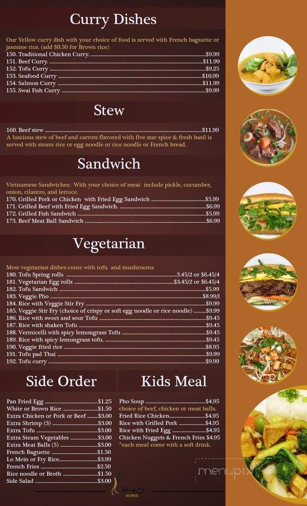 Pho Kobee - Fort Worth, TX menu_pic