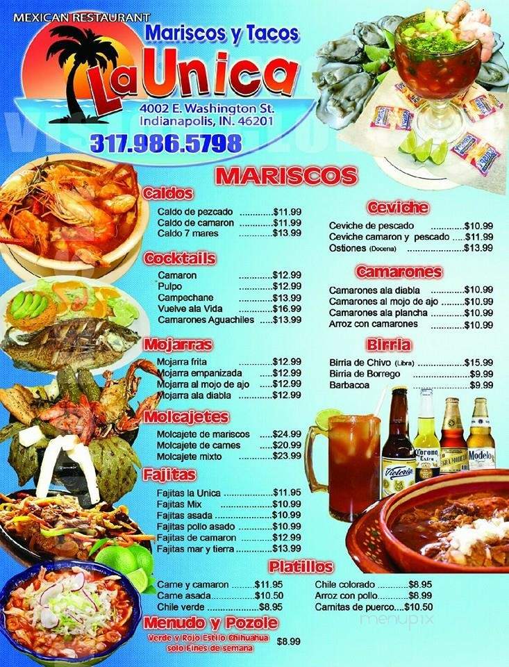 La Unica - Indianapolis, IN menu_pic