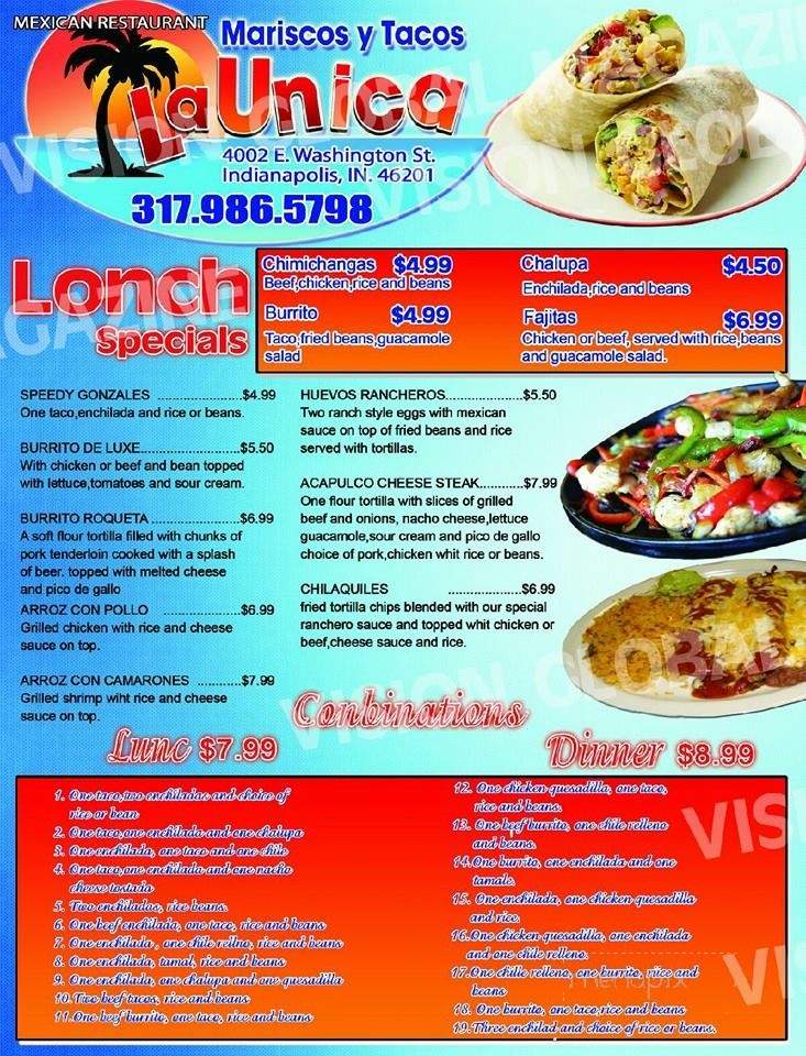 La Unica - Indianapolis, IN menu_pic