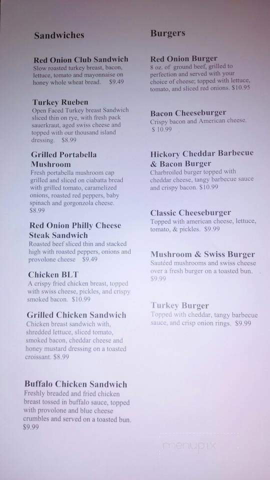 Red Onion Bar & Grill - Monroe, OH menu_pic