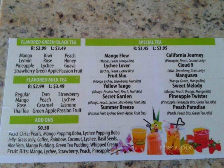 The Tea Zone & Fruit Bar - Mountain View, CA menu_pic