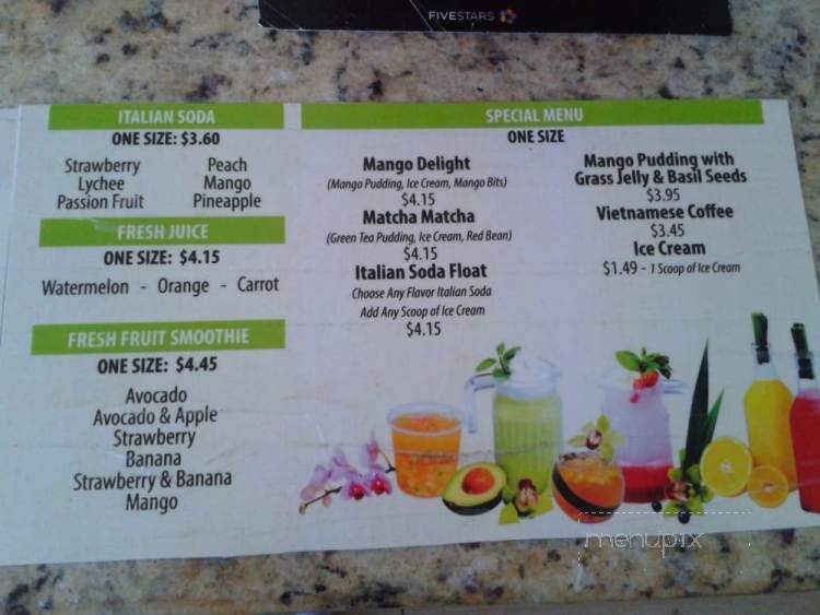 The Tea Zone & Fruit Bar - Mountain View, CA menu_pic