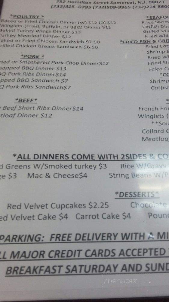 Ruth and Corey's Southern Cafe - Somerset, NJ menu_pic