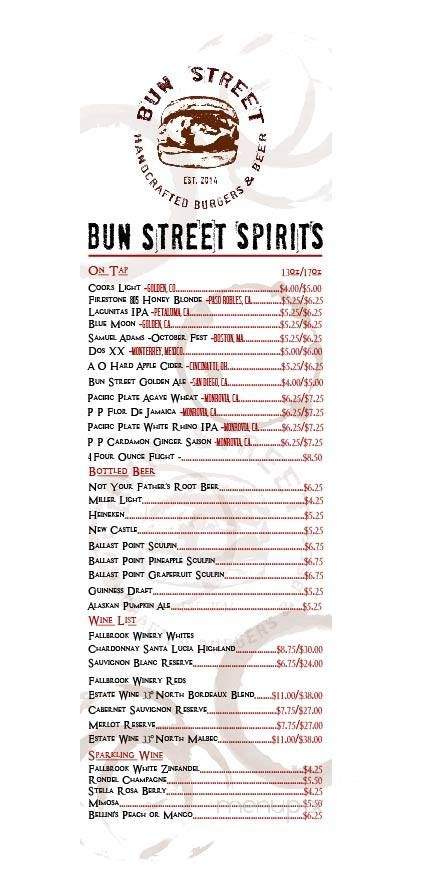 Bun Street - West Covina, CA menu_pic