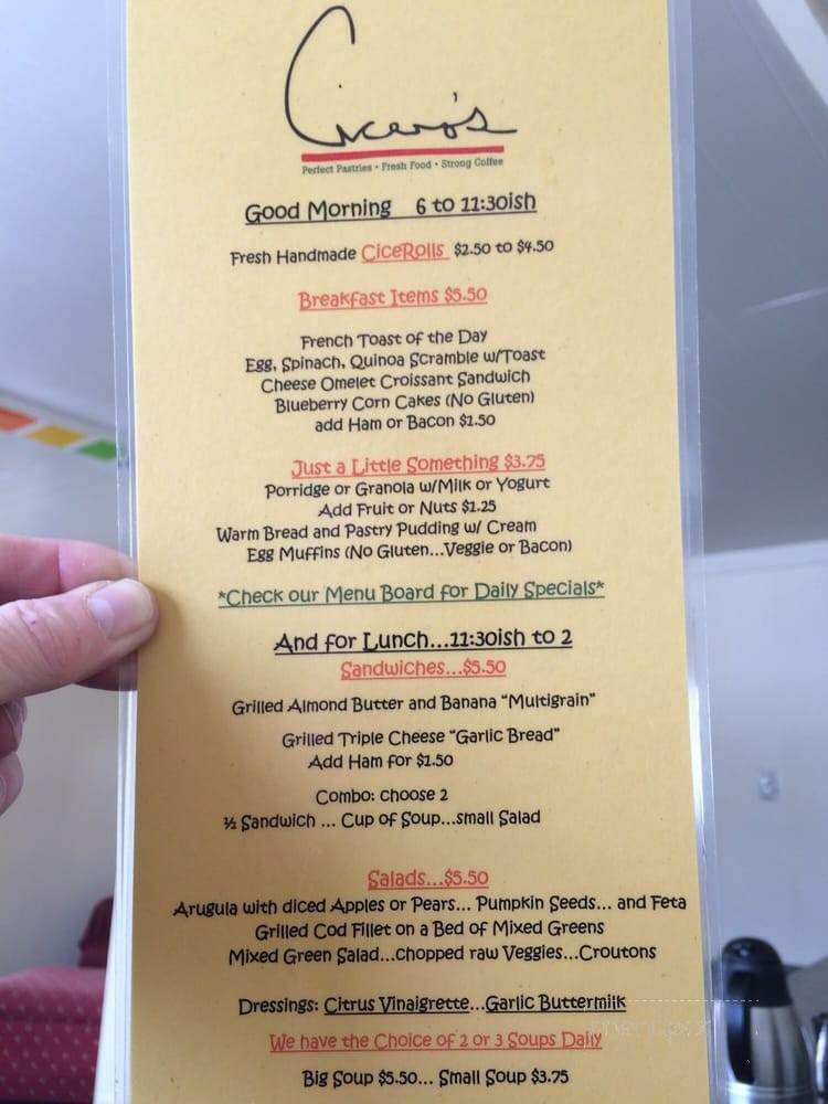 Cicero's A bistro & bakery - Driggs, ID menu_pic