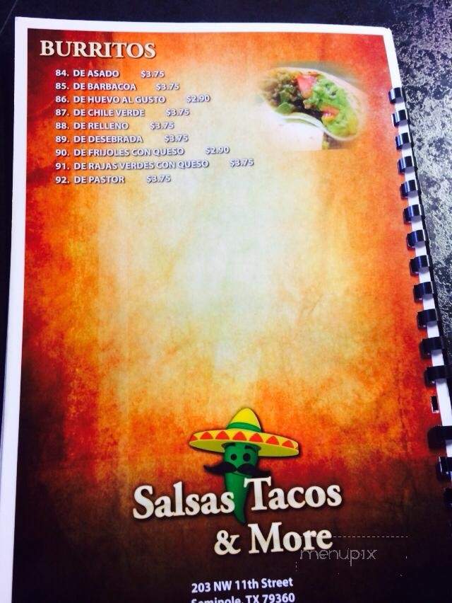 Salsa's Mexican restaurant - Seminole, TX menu_pic