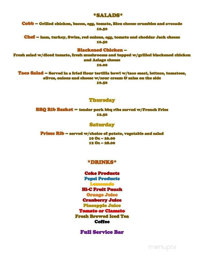 Porter's Pub - Soda Springs, ID menu_pic