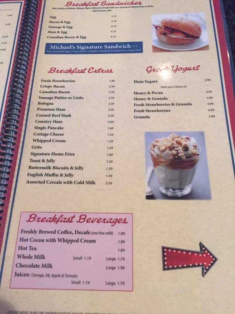 Michael's Diner and Restaurant - Charlottesville, VA menu_pic