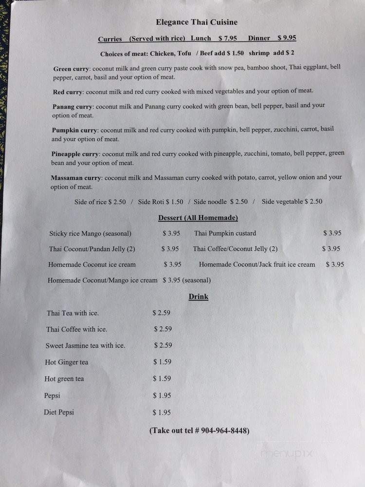 Elegance Thai Cuisine - Starke, FL menu_pic