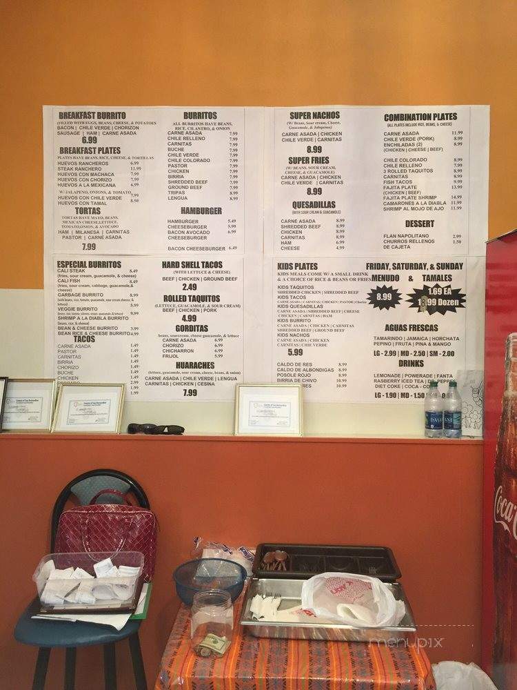 Arteaga's Mexican Food - Twentynine Palms, CA menu_pic