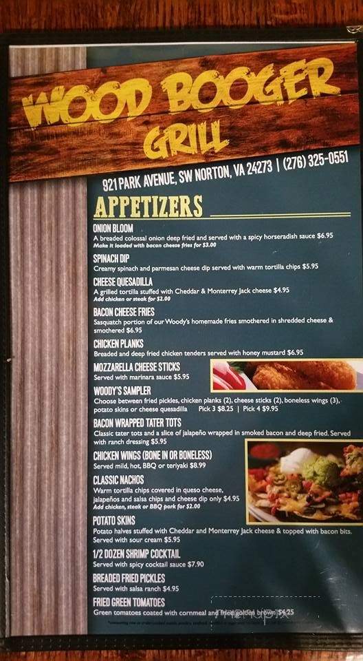 Wood Booger Grill - Norton, VA menu_pic