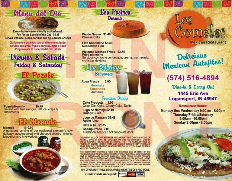 Los Comales Mexican Restaurant - Logansport, IN menu_pic