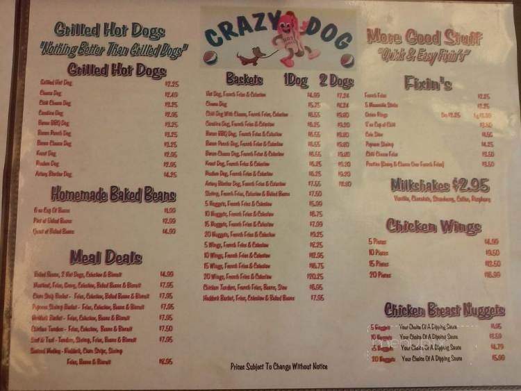 Crazy Dog - Lincoln, ME menu_pic