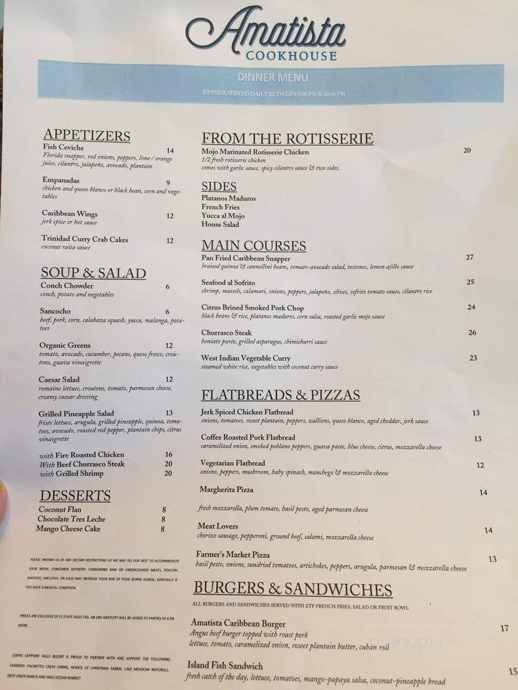 Amatista Cookhouse - Orlando, FL menu_pic