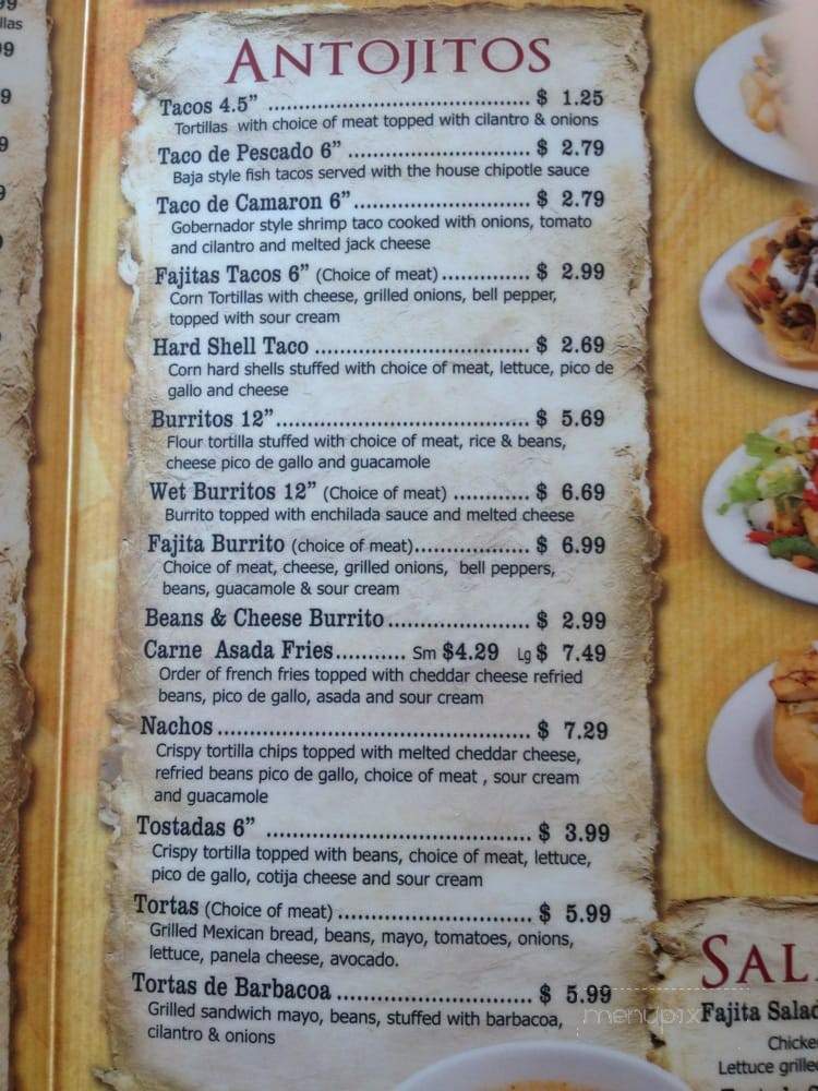 La Valentina Mexican Grill - Los Angeles, CA menu_pic