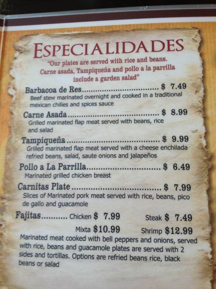 La Valentina Mexican Grill - Los Angeles, CA menu_pic