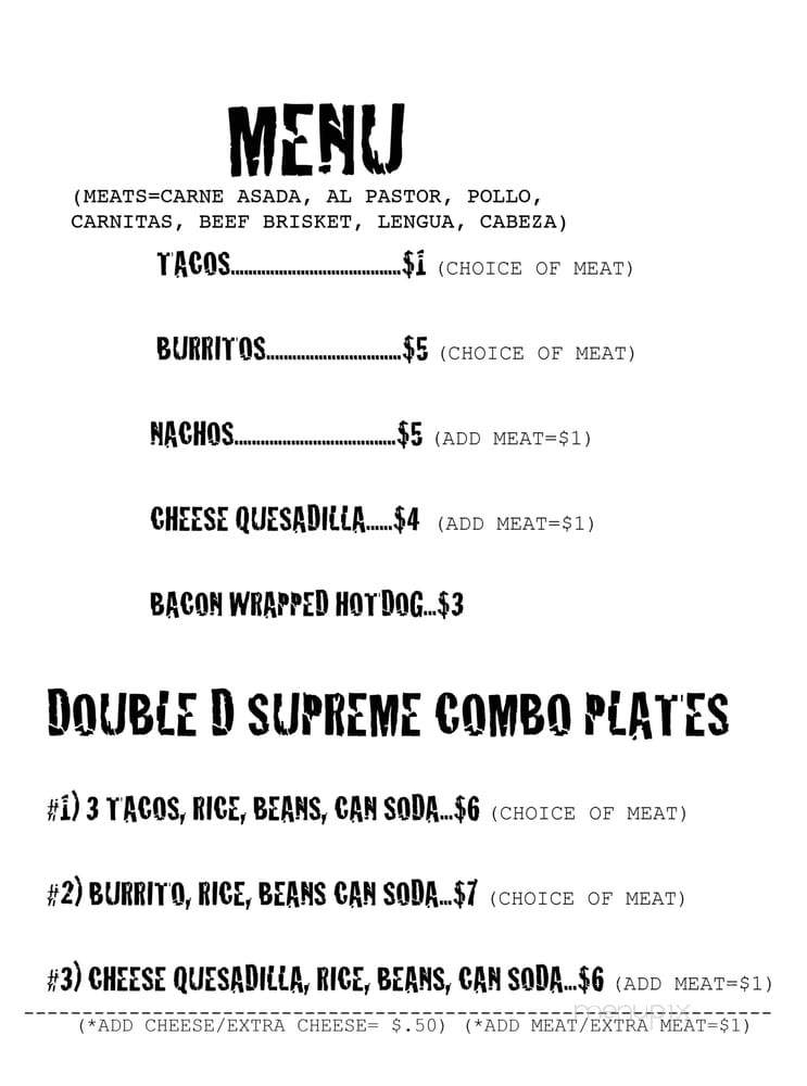 Double D Tacos - North Hollywood, CA menu_pic