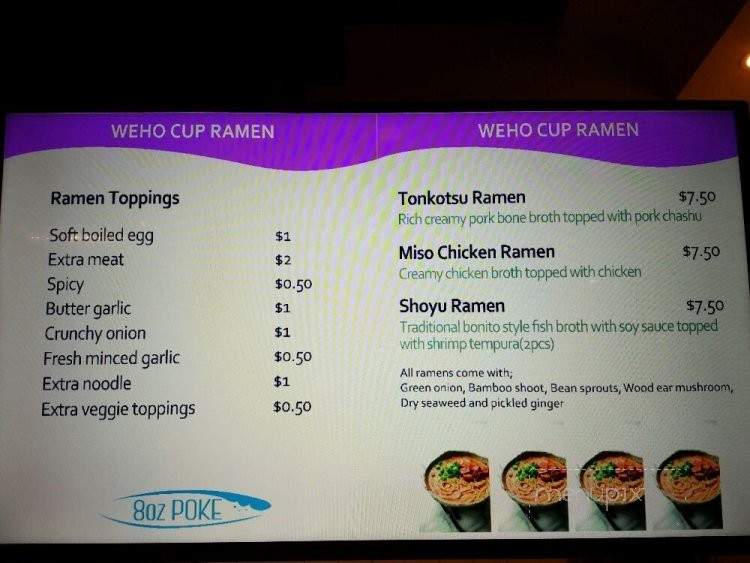 8oz Poke - West Hollywood, CA menu_pic