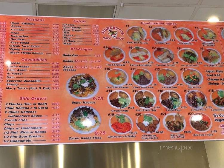 Jilberto's Taco Shop - Escondido, CA menu_pic