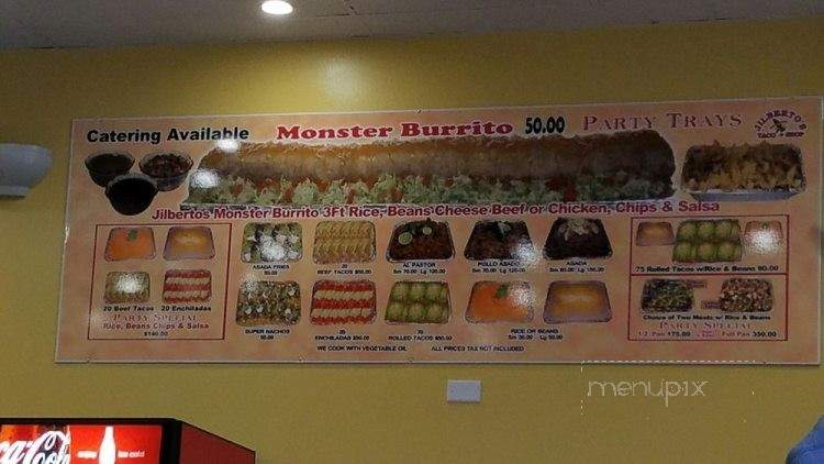 Jilberto's Taco Shop - Escondido, CA menu_pic