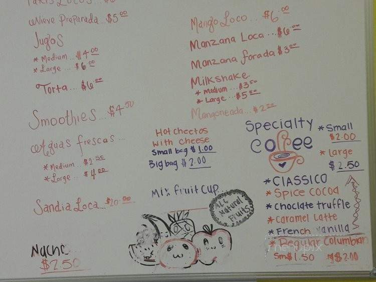 Yesy's Bionicos - Rosemead, CA menu_pic
