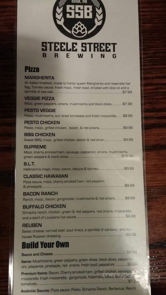 Steele Street Brewery - Ionia, MI menu_pic