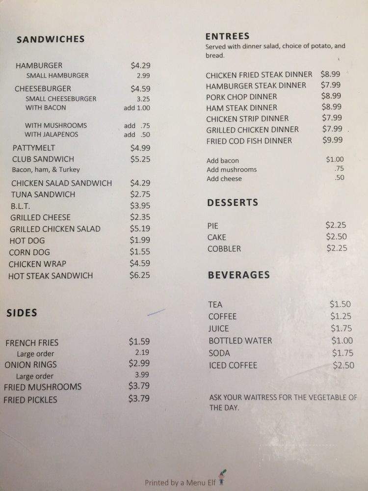 Smiles Main Street Grill - Anson, TX menu_pic